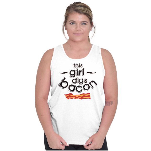 This Girl Digs Bacon Funny Meat Lover Womens Plus Size Graphic Tank Top Brisco Brands 3X