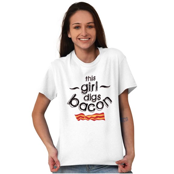 This Girl Digs Bacon Funny Meat Lover Women's Graphic T Shirt Tees Brisco Brands S