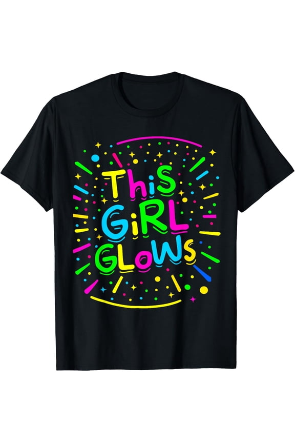 This Girl Glows For Kids Tie Dye Bright Colors 80's And 90's T-ShirtMen and women, Black T-shirt, size: Extra large S-4XL