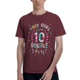 thumbnail image 1 of This Girl Is Now 10 Double Digits Men'S Basic Short Sleeve T-Shirt Burgundy Medium, 1 of 5