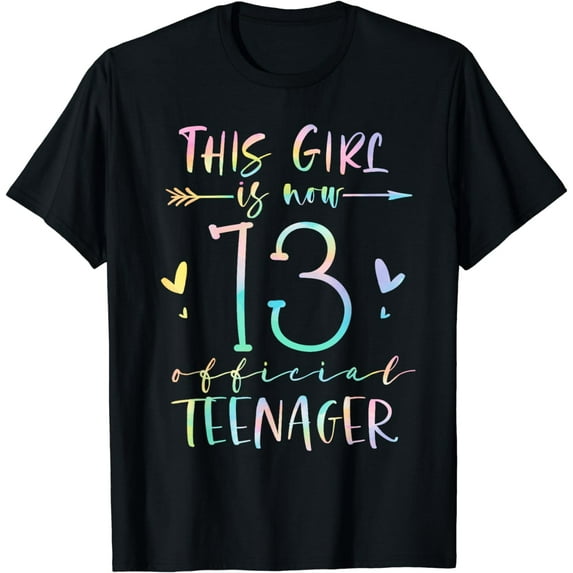 This Girl Is Now 13 Official Teenager 13th Birthday Tie Dye T-Shirt