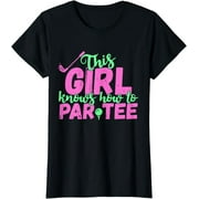MANQIDO31732 This Girl Knows How To Par Tee - Funny Lets Party Golf Gift T-Shirt