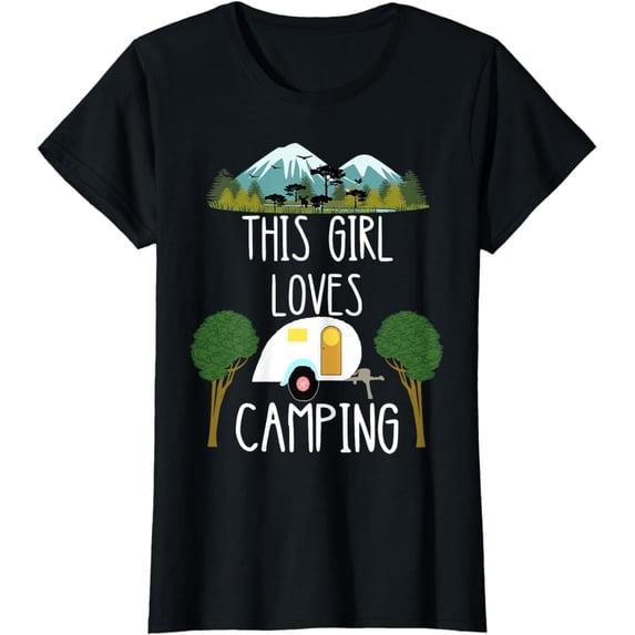 This Girl Loves Camping RV Teardrop Trailer Camper Caravan T-Shirt