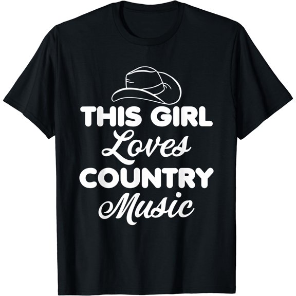 This Girl Loves Country Music | Western Hat Musician Cowgirl T-Shirt Black 4X-Large