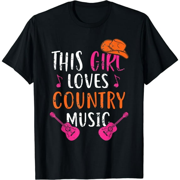 This Girl Loves Country Music Western Hat Musician Guitar T-Shirt