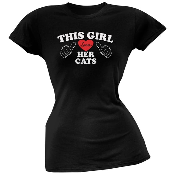 This Girl Loves Her Cats Black Soft Juniors T-Shirt - Medium
