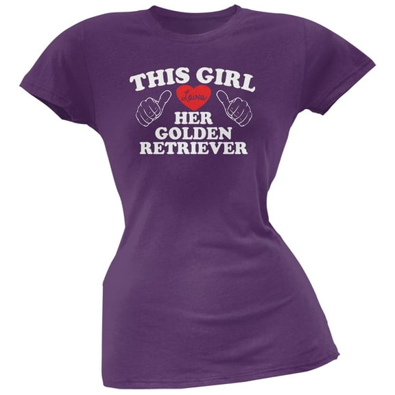 This Girl Loves Her Golden Retriever Purple Soft Juniors T-Shirt - Large