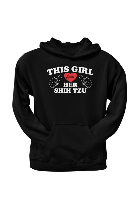 This Girl Loves Her Shih Tzu Black Adult Pullover Hoodie