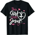 thumbnail image 1 of This Girl Loves Jesus Heart Cross Christian Faith Religious T-Shirt, 1 of 4