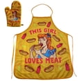 thumbnail image 1 of This Girl Loves Meat Apron Funny Hot Dog Backyard Bar-B-Que Grilling Kitchen Smock, 1 of 6
