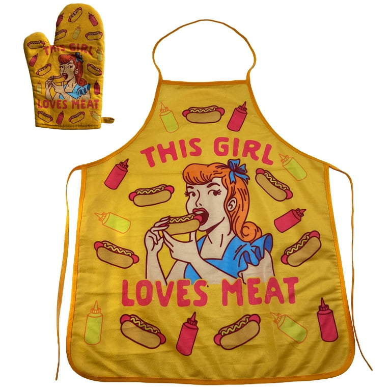 This Girl Loves Meat Apron Funny Hot Dog Backyard Bar-B-Que - Main Image