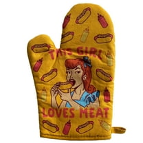 This Girl Loves Meat Oven Mitt Funny Sarcastic Backyard BBQ Bar-b-que Cookout Kitchen Glove