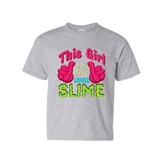 This Girl Loves Slime Slime Lovers Party Funny DT Youth Kids T-Shirt Tee