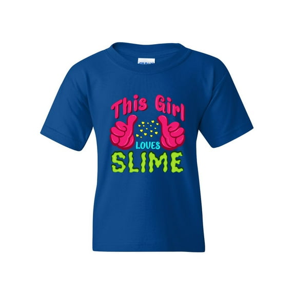 This Girl Loves Slime Slime Lovers Party Funny DT Youth Kids T-Shirt Tee