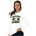thumbnail image 1 of This Girl Loves Zombies Thumb Hands Women Plus Size Long Sleeve Graphic Tee Brisco Brands 2X, 1 of 5