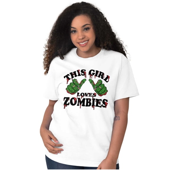 This Girl Loves Zombies Thumb Hands Women's Graphic T Shirt Tees Brisco Brands M