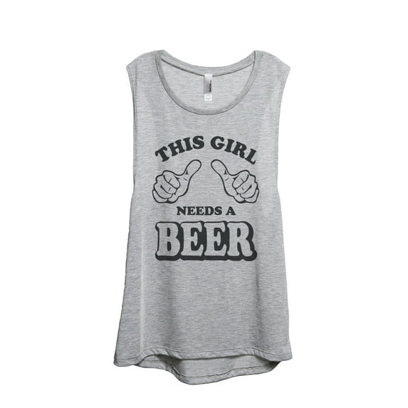 This Girl Needs A Beer Women's Fashion Sleeveless Muscle Workout Yoga Tank Top Sport Grey Large