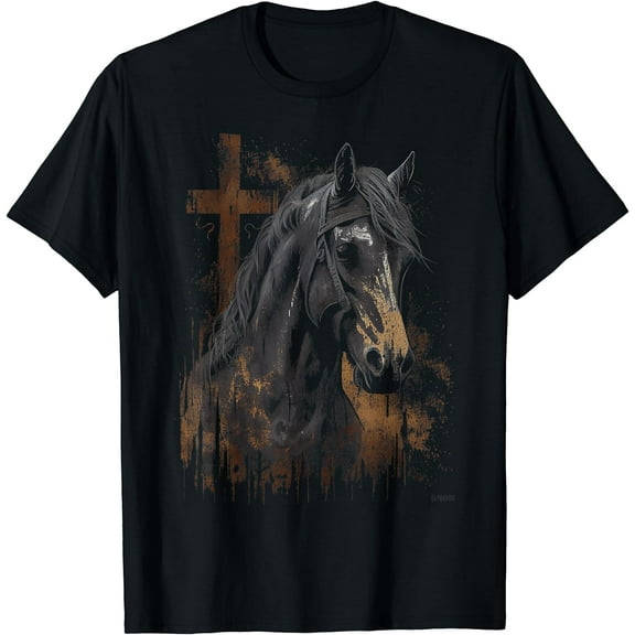 This Girl Runs On Jesus And Horses Horse Riding Equestrian Cotton T-Shirt