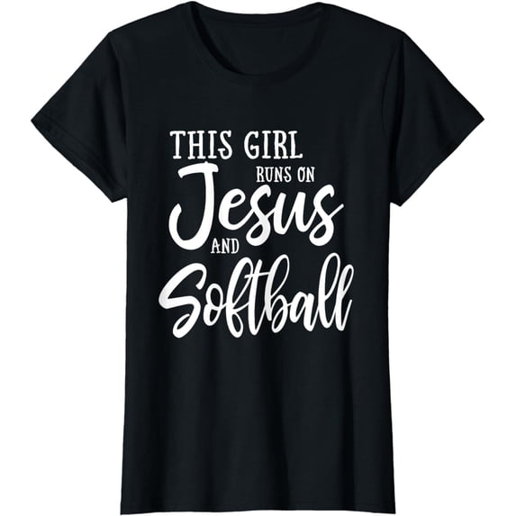 This Girl Runs On Jesus And Softball design Christian Gift T-Shirt