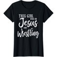 thumbnail image 1 of This Girl Runs On Jesus And Wrestling T Shirt Christian Gift T-Shirt, 1 of 3
