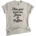 thumbnail image 1 of This Girl Runs On Jesus & Coffee T-shirt, Unisex Women's Shirt, Cute Coffee T-shirt, Jesus Shirt, Light Silk Gray, Large, 1 of 6