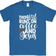 thumbnail image 1 of This Girl Runs on Coffee and Jesus T-Shirt Funny Caffeine Christian Text Tee - Royal Blue, M, 1 of 1