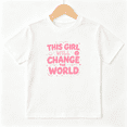 thumbnail image 1 of This Girl Will Change The World Girls Graphic Tee, Girl Power 100% Cotton Kids Short Sleeve T-Shirt 4-13Y, 1 of 5