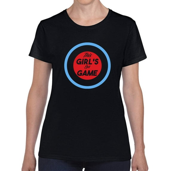 This Girl's Got Game Curl Graphic Women Black T-Shirt, Female Medium
