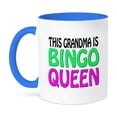 thumbnail image 1 of 3dRose, This grandma is bingo queen, Hot pink, Lime green,, 15oz Two-Tone Blue Mug, 1 of 7