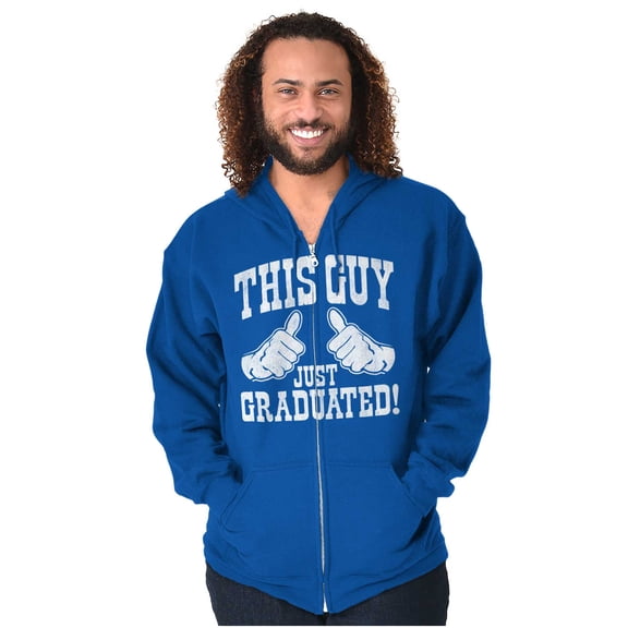 This Guy Just Graduated Thumbs Up Men's Big & Tall Graphic Zip Up Hoodie Brisco Brands 5X