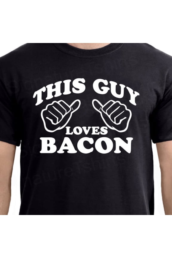 This Guy Loves Bacon Mens T-Shirt Tshirt Gift Shirt Husband Gift Funny Bacon Tee Shirt Womens Ladies Daddy Dad Gift Tshirt S - 2Xl
