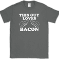 thumbnail image 1 of This Guy Loves Bacon T-Shirt Funny BBQ Grilling Pork Food Pig Tee - Charcoal, 2XL, 1 of 1