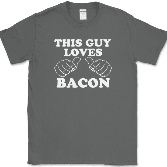 This Guy Loves Bacon T-Shirt Funny BBQ Grilling Pork Food Pig Tee - Charcoal, 2XL
