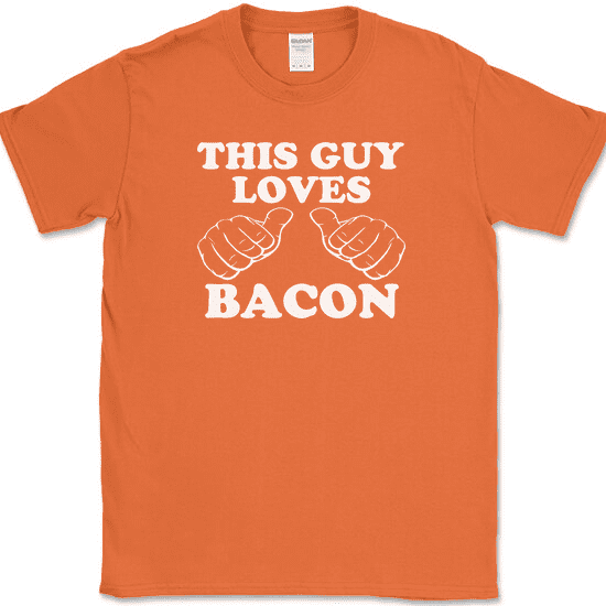 This Guy Loves Bacon T-Shirt Funny BBQ Grilling Pork Food Pig Tee - Orange, M