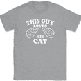 thumbnail image 1 of This Guy Loves His Cat T-Shirt Tee Funny Animal Novelty Gift - Heather Grey, 4XL, 1 of 1