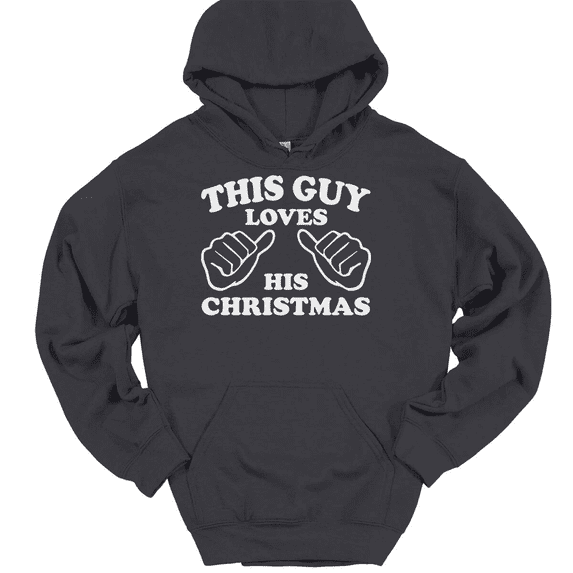 This Guy Loves His Christmas Hooded Sweatshirt Hoodie Funny Holiday Novelty Gift - Charcoal, S