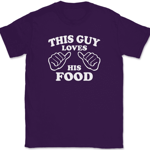 This Guy Loves His Food T-Shirt Tee Funny Eating Novelty Gift - Purple, 3XL