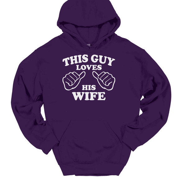 This Guy Loves His Wife Hooded Sweatshirt Hoodie Marriage Anniversary Gift - Purple, L