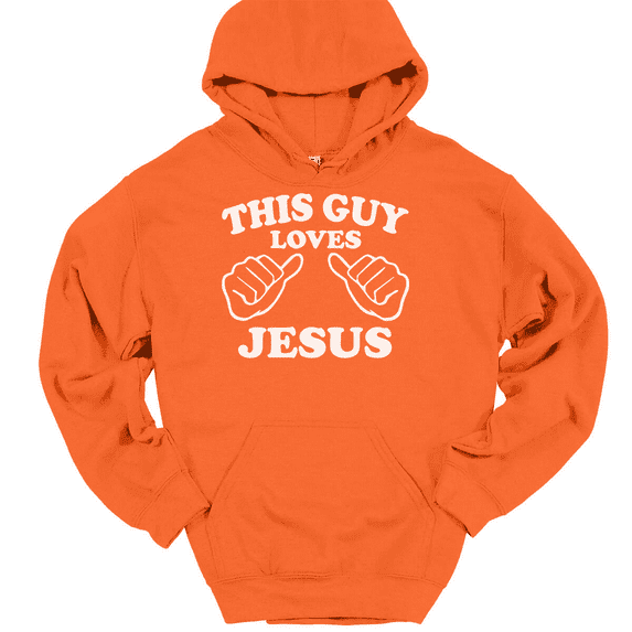 This Guy Loves Jesus Hooded Sweatshirt Hoodie Christian God Faith Gift - Orange, 5XL
