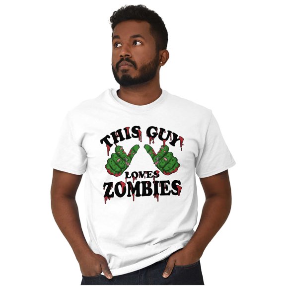 This Guy Loves Zombie Dead Hands Men's Graphic T Shirt Tees Brisco Brands L