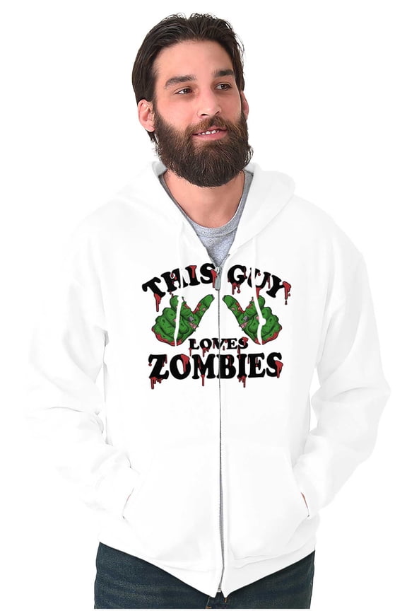 This Guy Loves Zombie Dead Hands Zip Hoodie Sweatshirt Men Brisco Brands M