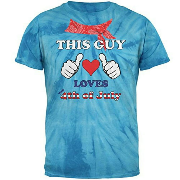 This Guy Loves the 4th of July Mens T Shirt Pinwheel Blue Tie Dye MD