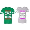 thumbnail image 1 of This Guy Lovs His Her Girlfriend Boyfriend Matching Couple Cotton Jerseys (Men Green / Women Heather) (Men M / Women M), 1 of 3