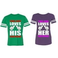 thumbnail image 1 of This Guy Lovs His Her Girlfriend Boyfriend Matching Couple Cotton Jerseys (Men Green / Women Purple) (Men XXXL / Women XXL), 1 of 3