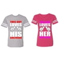 thumbnail image 1 of This Guy Lovs His Her Girlfriend Boyfriend Matching Couple Cotton Jerseys (Men Heather / Women Pink) (Men M / Women XL), 1 of 3
