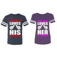 thumbnail image 1 of This Guy Lovs His Her Girlfriend Boyfriend Matching Couple Cotton Jerseys (Men Navy / Women Purple) (Men XL / Women XL), 1 of 3