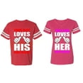 thumbnail image 1 of This Guy Lovs His Her Girlfriend Boyfriend Matching Couple Cotton Jerseys (Men Red / Women Pink) (Men XXL / Women S), 1 of 3