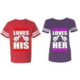 thumbnail image 1 of This Guy Lovs His Her Girlfriend Boyfriend Matching Couple Cotton Jerseys (Men Red / Women Purple) (Men XXL / Women L), 1 of 3