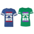 thumbnail image 1 of This Guy Lovs His Her Girlfriend Boyfriend Matching Couple Cotton Jerseys (Men Royal / Women Green) (Men XL / Women XXL), 1 of 3