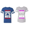 thumbnail image 1 of This Guy Lovs His Her Girlfriend Boyfriend Matching Couple Cotton Jerseys (Men Royal / Women Heather) (Men XXL / Women S), 1 of 3